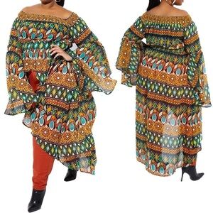 Nwt Ashley Stewart 2X-5X (18-32W) Off Shoulder Hi Low Tunic Blouse (T21.10)